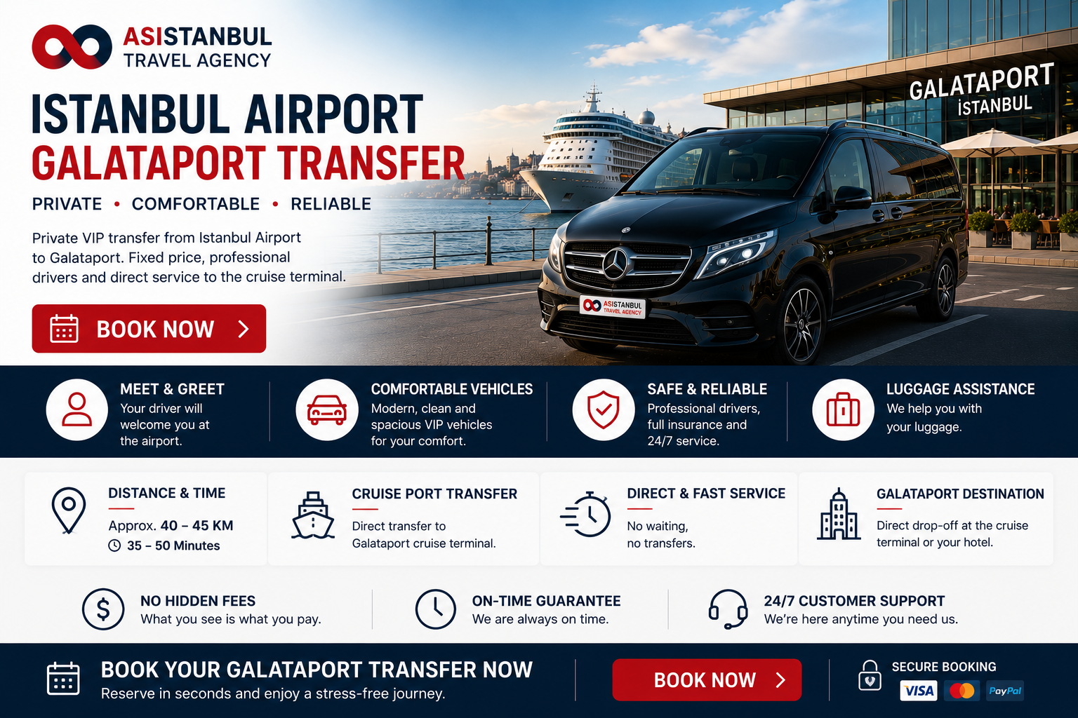 Istanbul Airport to Galataport Transfer | Private VIP Service